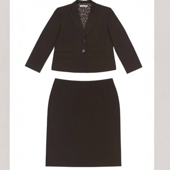 Tahari ASL Women’s Brown Skirt Suit Size 14P Fall Workwear - Picture 1 of 5